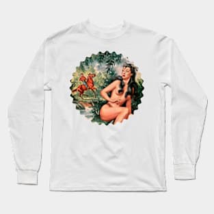 Pin Up Girl Fantasy Comic Funny Popart Scifi Vintage Old Long Sleeve T-Shirt